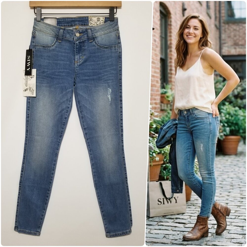 NWT Siwy Hannah Signature Low Rise Skinny Jeans Sz 25 Premium Stretch Crop Ankle
